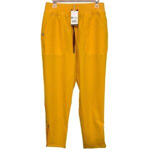 Figs Womens Zamora Jogger Scrub Pants Size M Yellow Polyester/Spandex Blend Comf